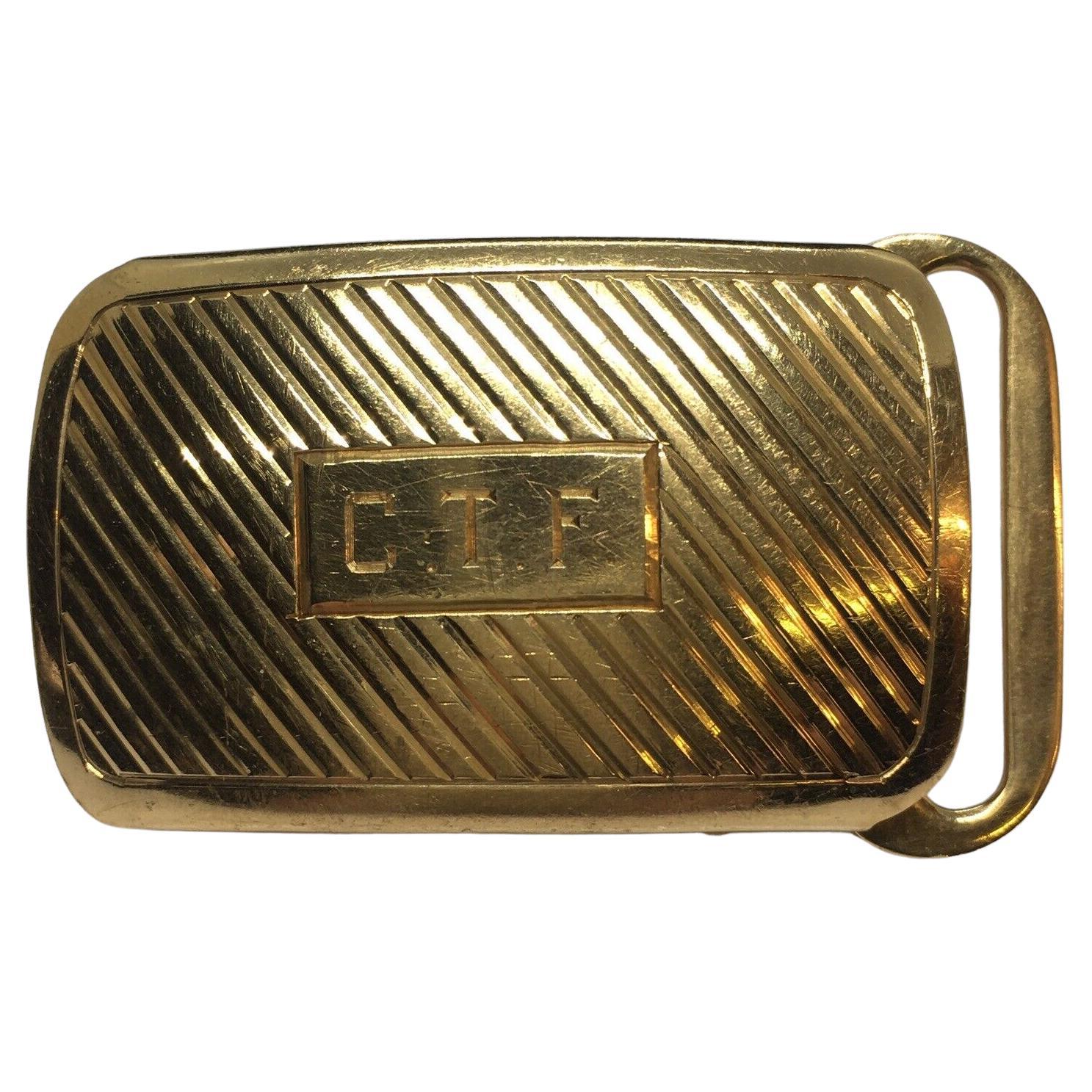Larter & Sons 14k Yellow Solid Gold Belt Buckle Art Deco 1920s American 16.1 gr For Sale
