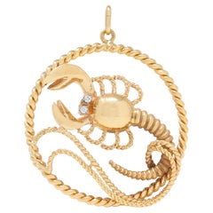 Larter & Sons 1950's Diamond 14 Karat Yellow Vintage Scorpio Zodiac Pendant