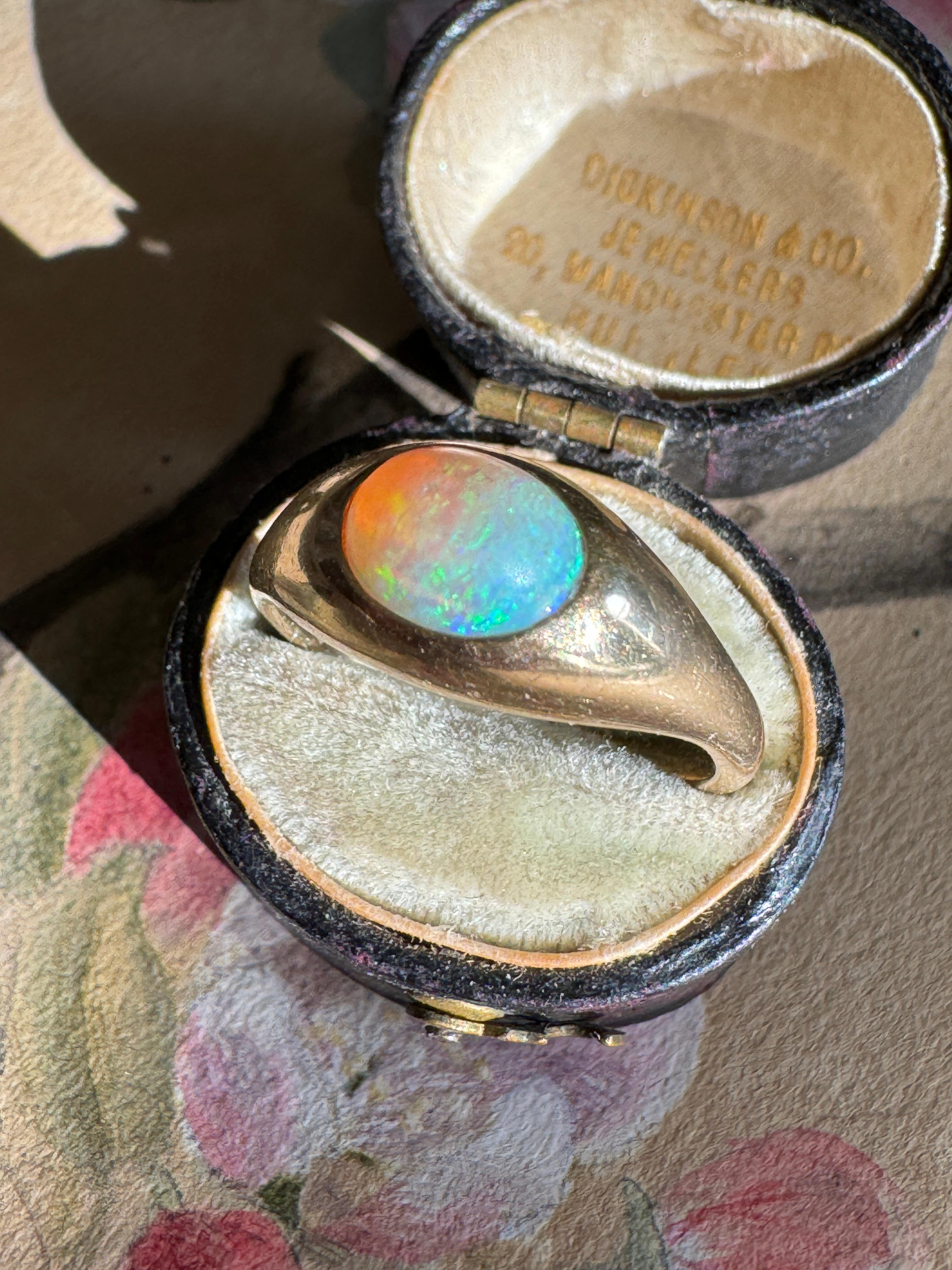 Cabochon Larter & Sons Art Nouveau 14K Opal Signet Ring