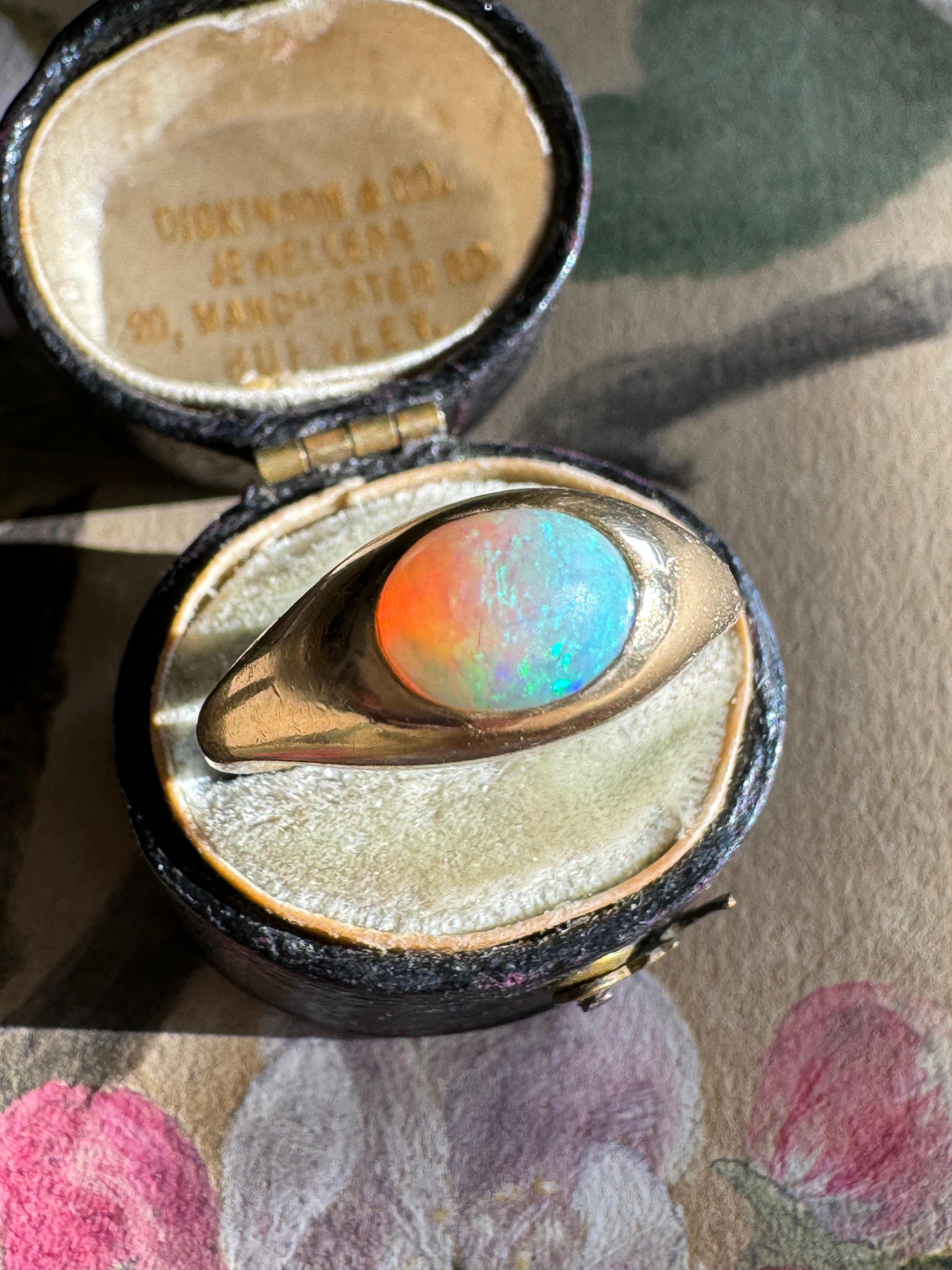 Women's or Men's Larter & Sons Art Nouveau 14K Opal Signet Ring