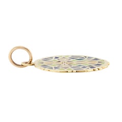 LARTER & SONS Ciondolo a disco con croce di diamanti in stile Art Nouveau 14 ct.