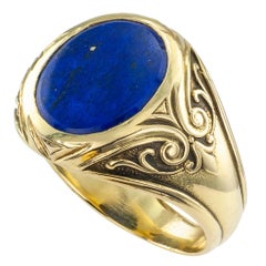 Larter & Sons Art Nouveau Lapis Lazuli Gold Ring