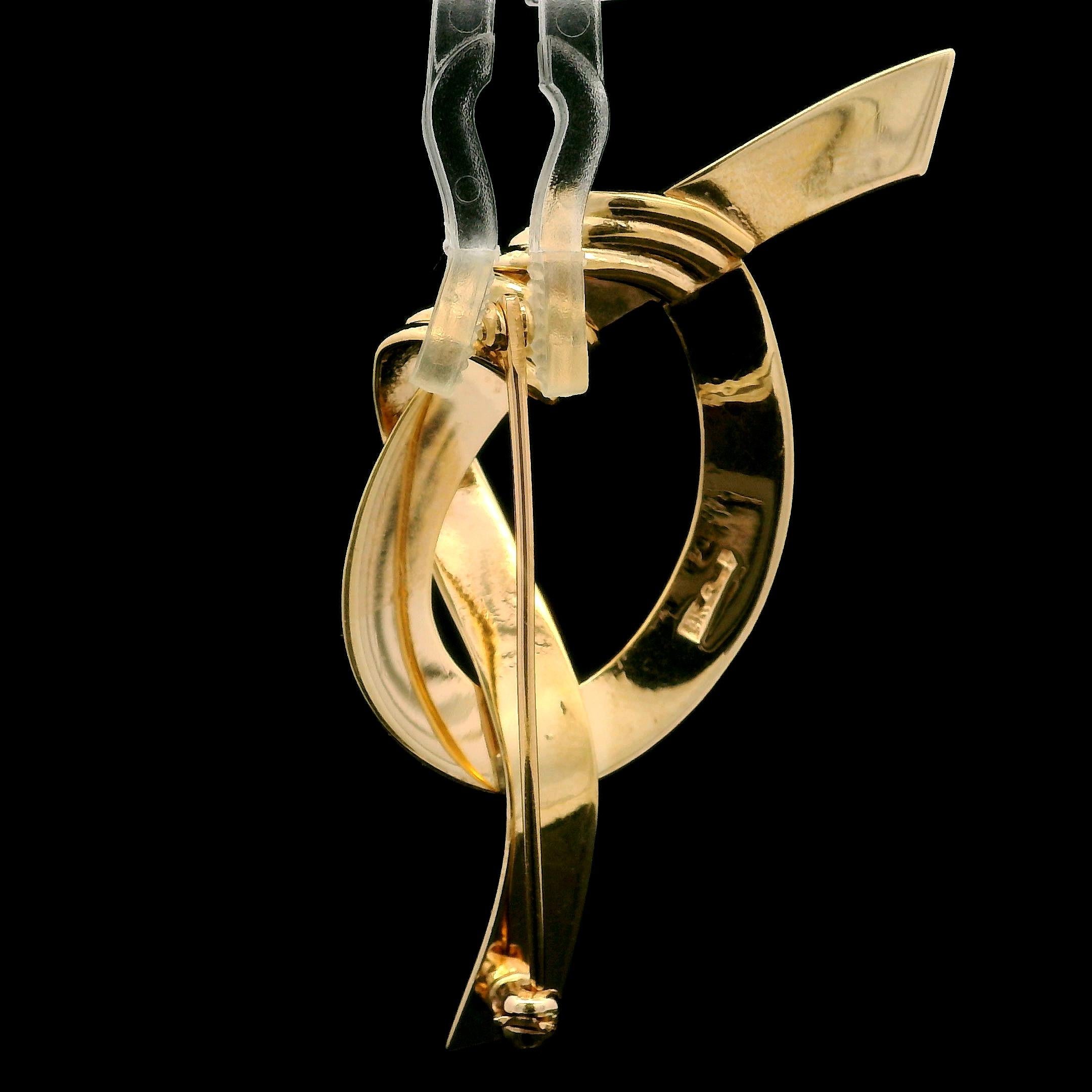 Women's or Men's Larter & Sons Estate 14k Yellow Gold Polished Rope Knot Pin Brooch For Sale