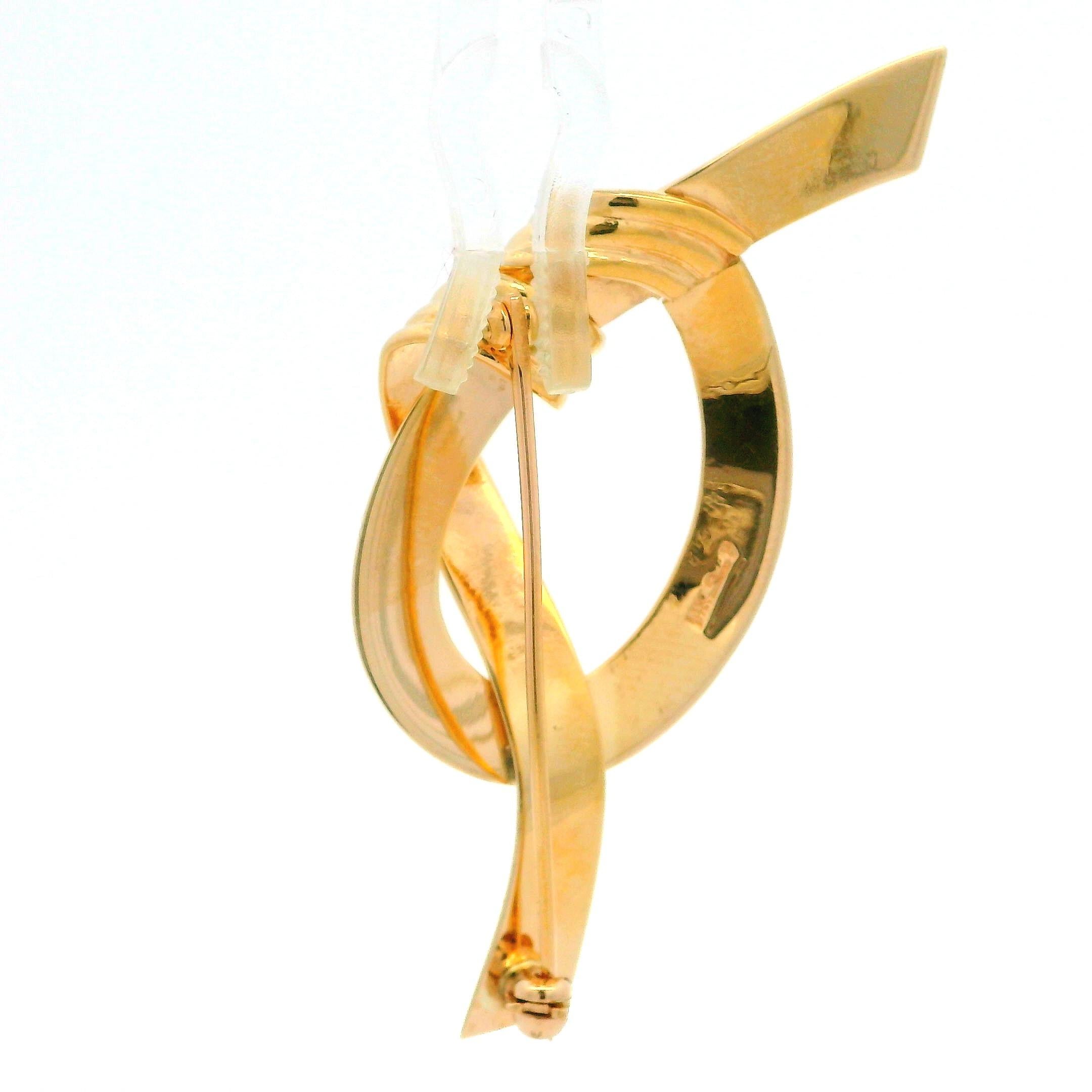 Larter & Sons Estate 14k Yellow Gold Polished Rope Knot Pin Brooch For Sale 1