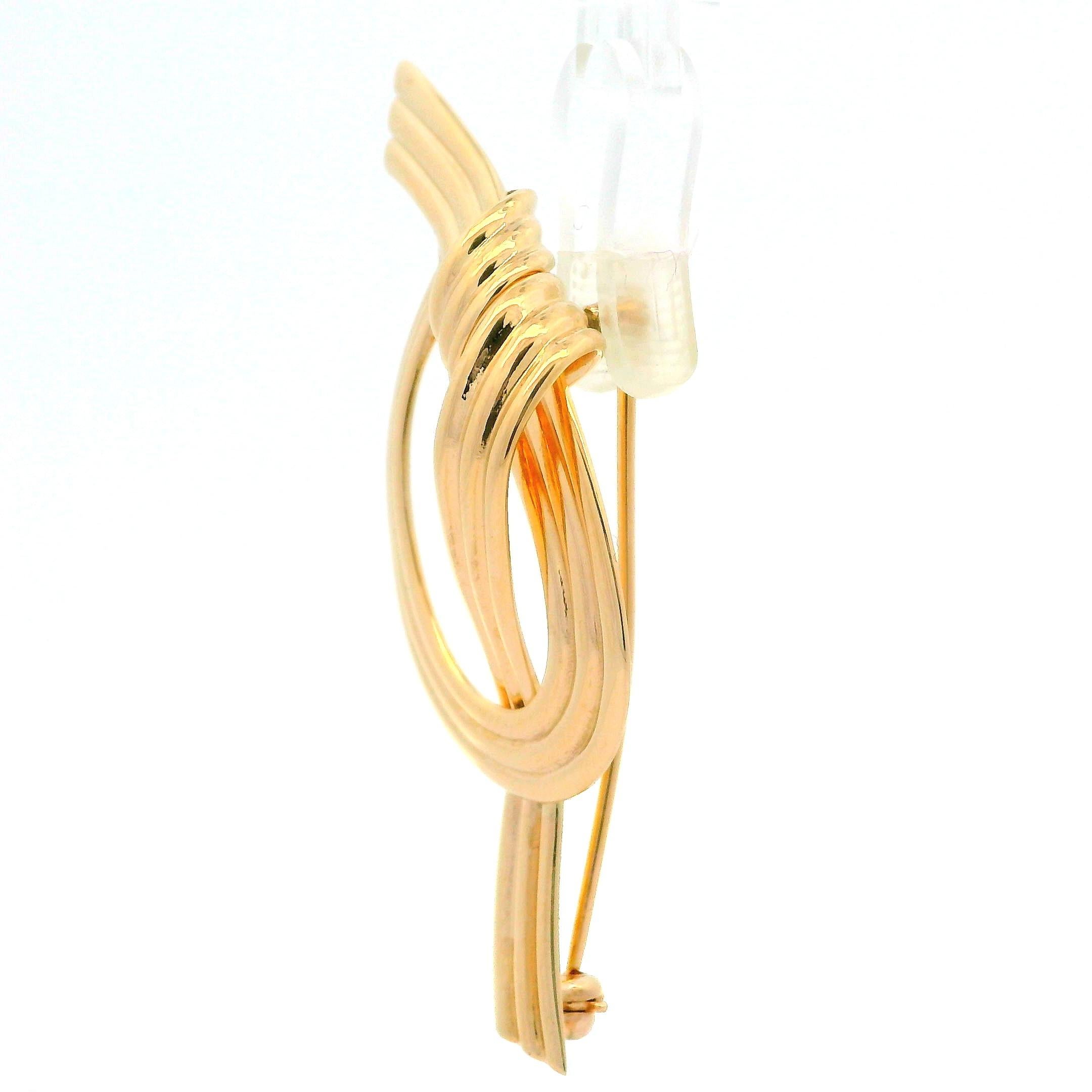 Larter & Sons Estate 14k Yellow Gold Polished Rope Knot Pin Brooch For Sale 2