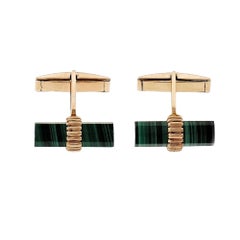 Larter & Sons Boutons de manchette en or jaune et malachite verte certifiée GIA