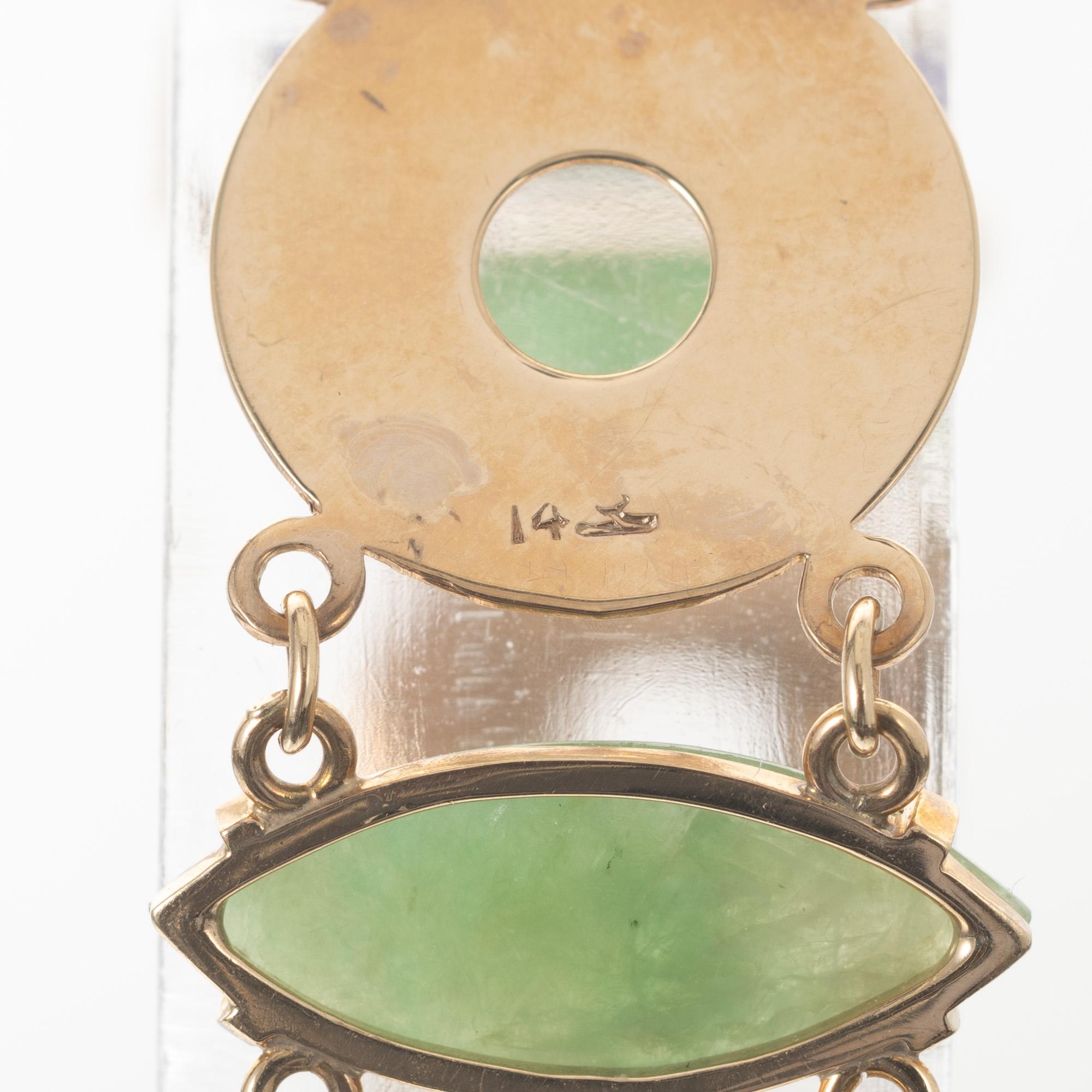 Larter & Sons GIA Certified Natural Green Jadeite Jade Marquise Gold Bracelet For Sale 1