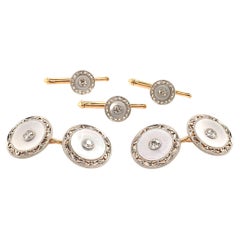 Larter & Sons Platinum Topped Gold, Mother of Pearl and Diamond Dress Set