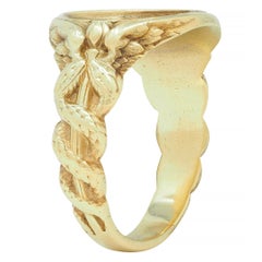 Larter & Sons Victorian 14 Karat Gold DuPont Crest Intaglio Antique Signet Ring