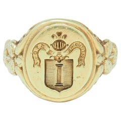 Larter & Sons Victorian 14 Karat Gold DuPont Crest Intaglio Antique Signet Ring