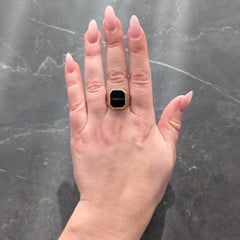 Larter & Sons Anello vittoriano con onice in oro giallo 14 carati, gotico, antico e unisex