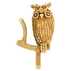 Larter & Sons Vintage 14 Karat Gold Owl Brooch