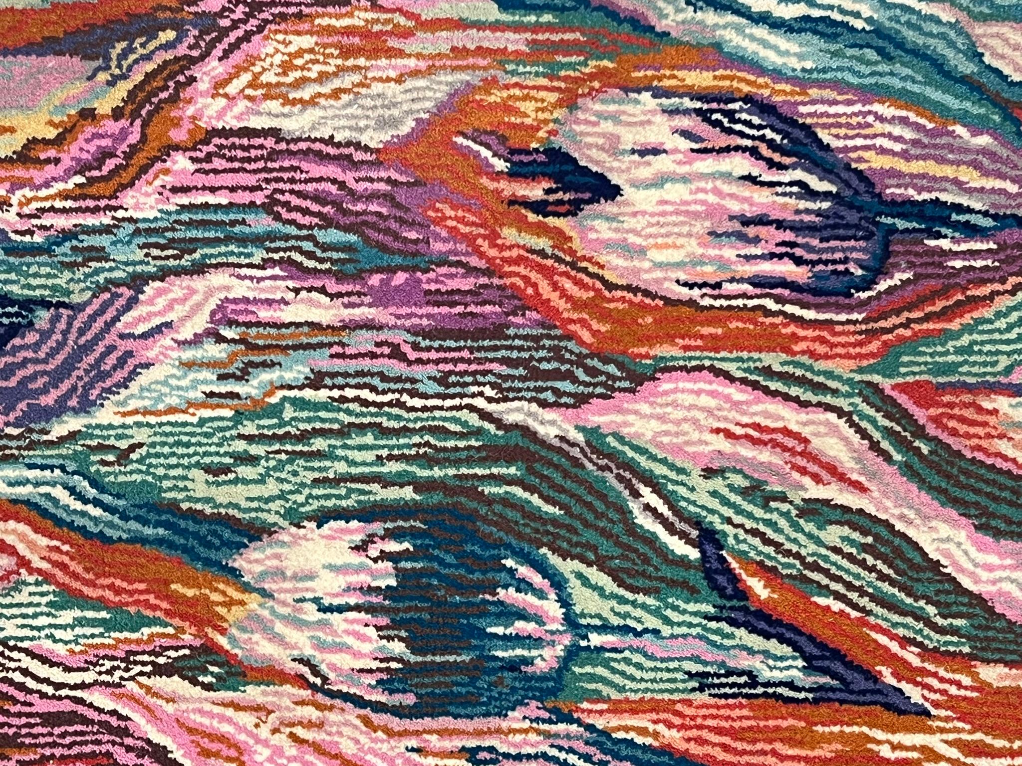 Hand-Crafted Craftsmanship meets fashion: handmade rug Missoni decor Tulip '93 For Sale