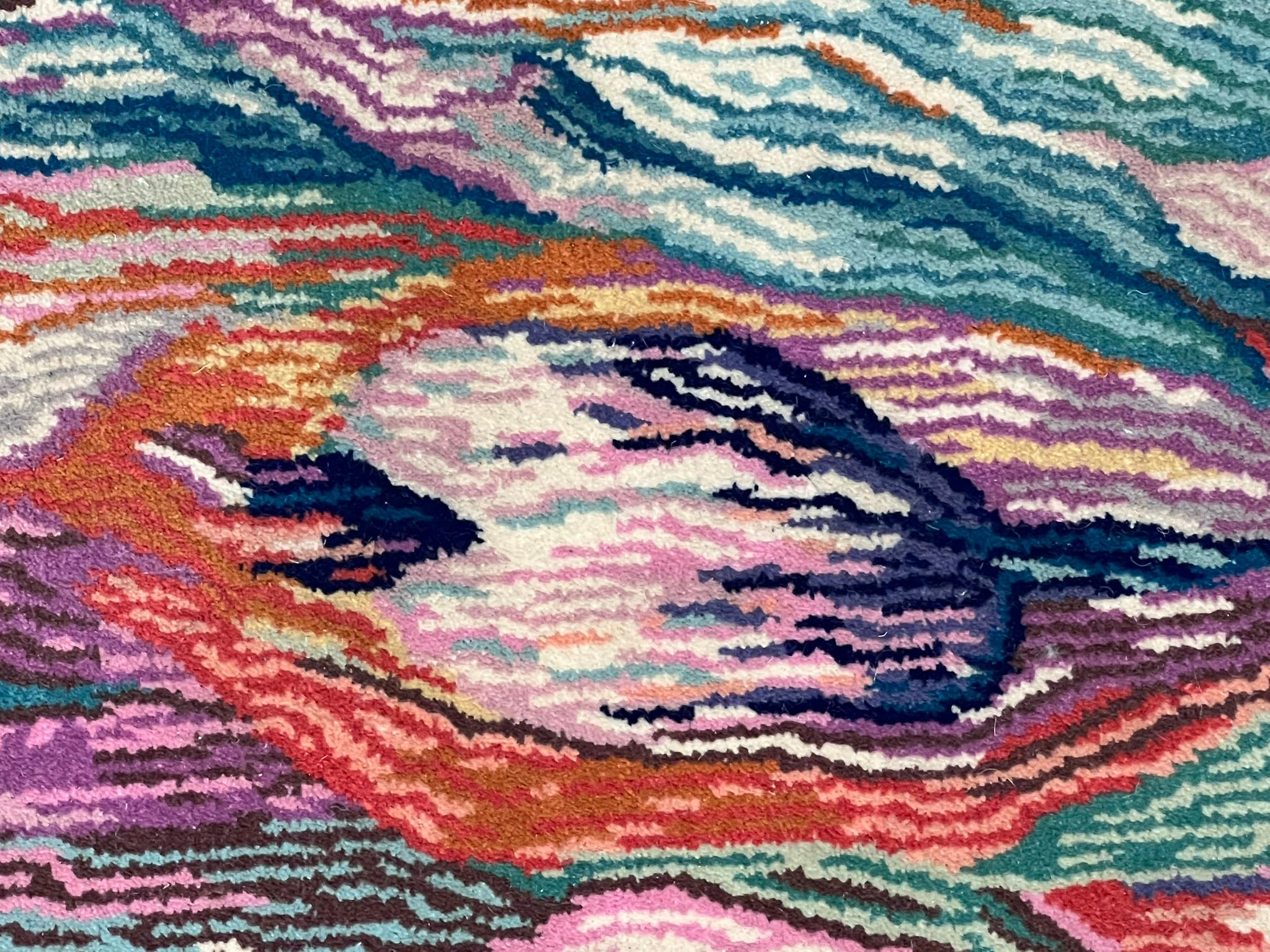 Late 20th Century Craftsmanship meets fashion: handmade rug Missoni decor Tulip '93 For Sale