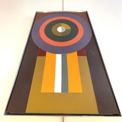 Large Storm Op-Art Geometric Oil Painting on Board 'Cibotium' 1972