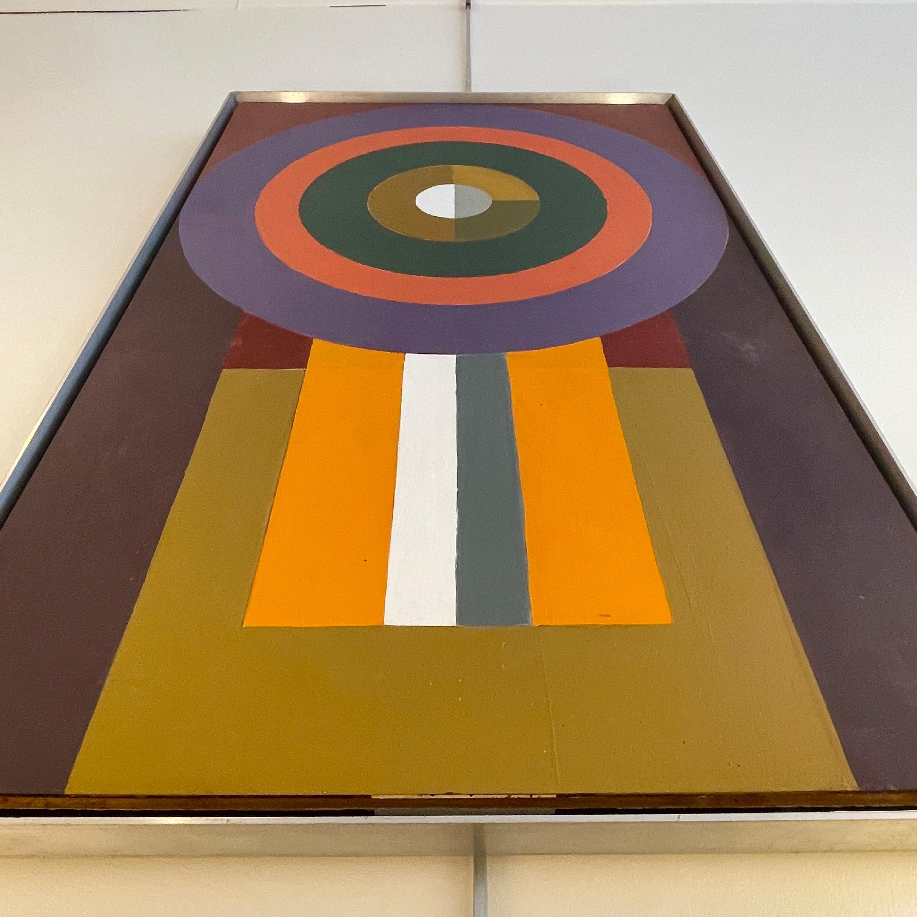 Large Storm Op-Art Geometric Oil Painting on Board 'Cibotium' 1972 2