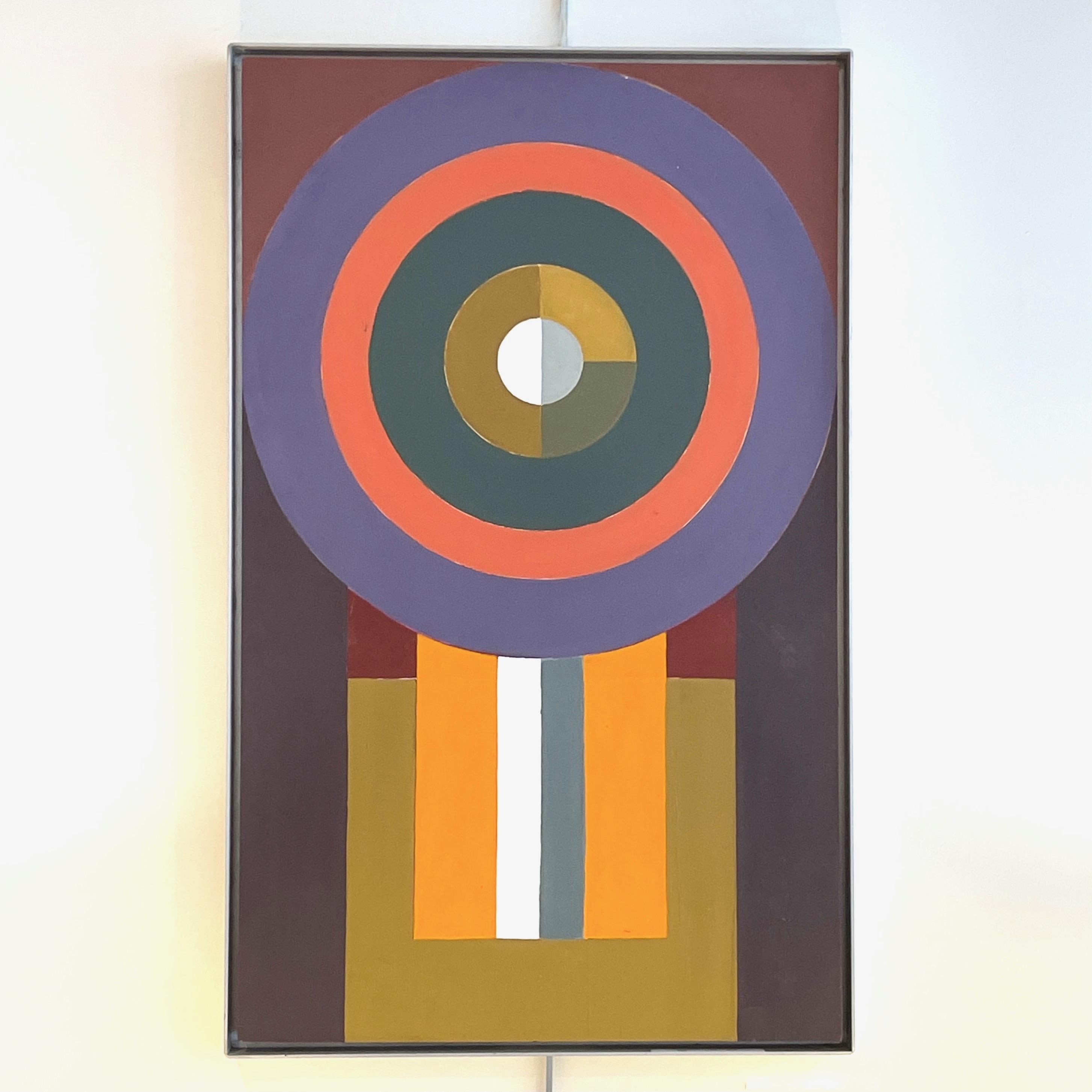 Large Storm Op-Art Geometric Oil Painting on Board 'Cibotium' 1972 6