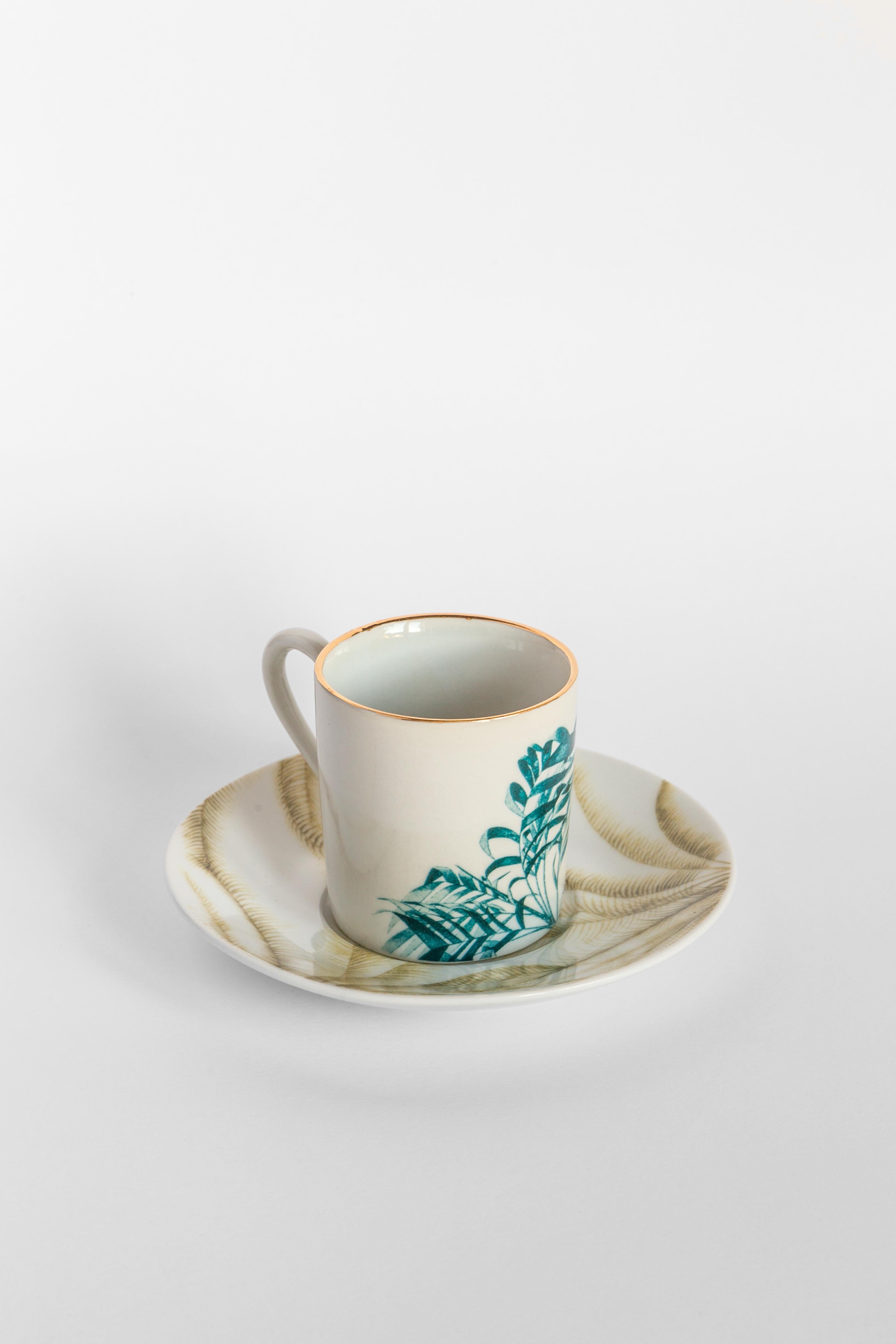 Las Palmas, Kaffeeservice mit sechs zeitgenössischen Porzellanen mit dekorativem Design (Italienisch) im Angebot