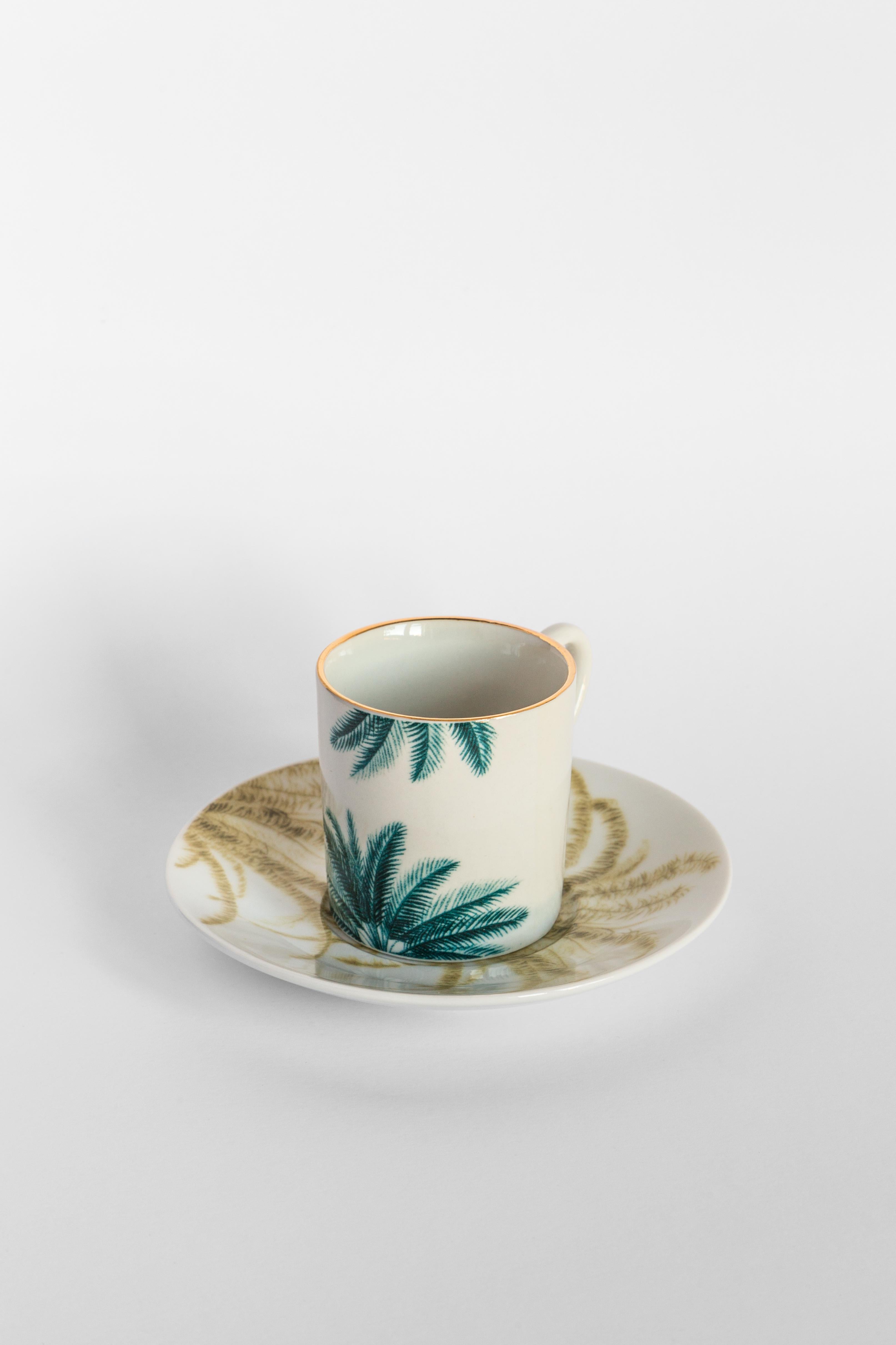 Las Palmas, Coffee Set with Six Contemporary Porcelains with Decorative Design For Sale 2