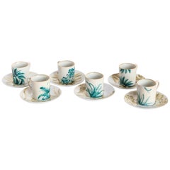Las Palmas, Coffee Set with Six Contemporary Porcelains with Decorative Design