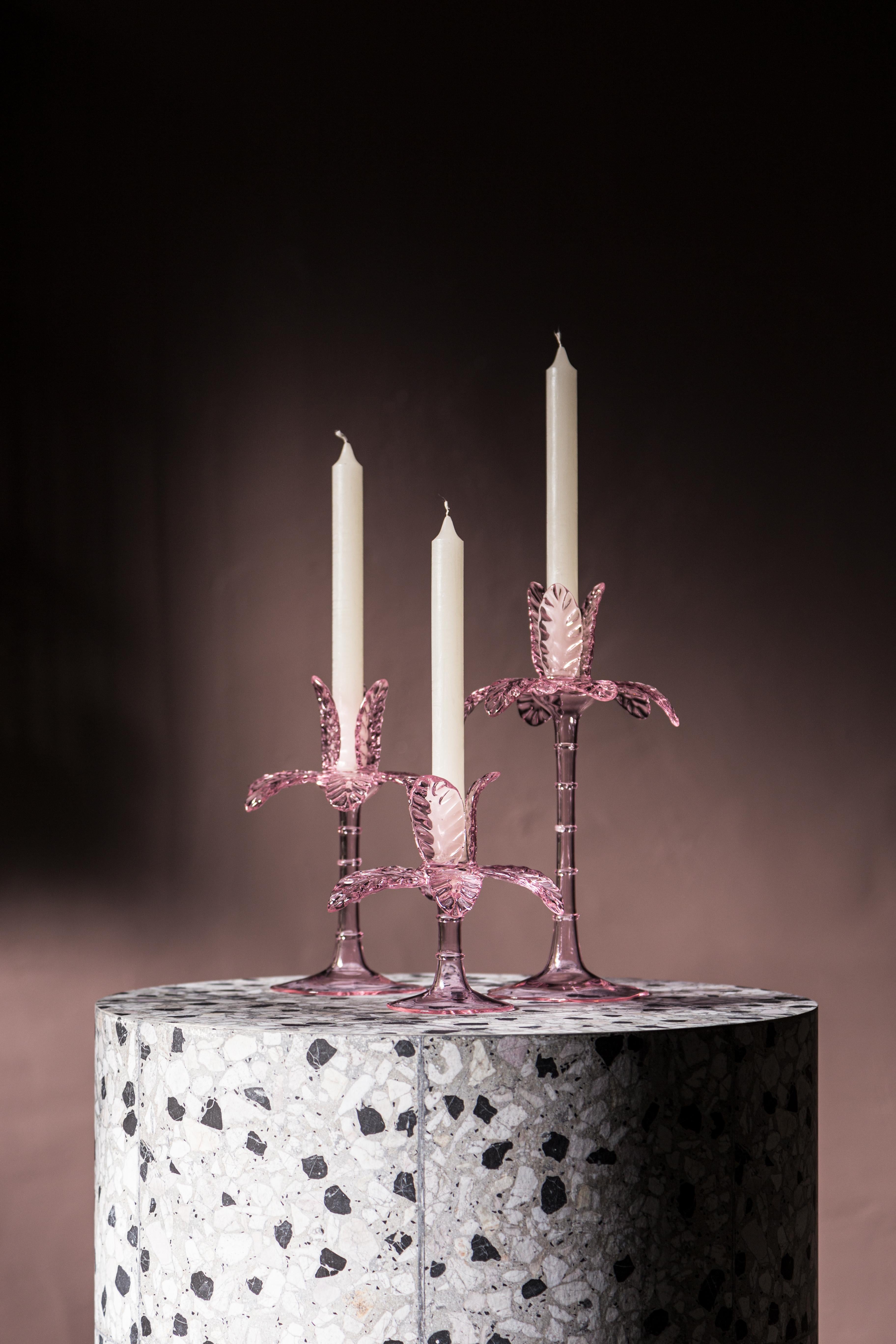 Las Palmas, Contemporary Blown Glass Candlestick by Vito Nesta, In New Condition For Sale In Milano, Lombardia
