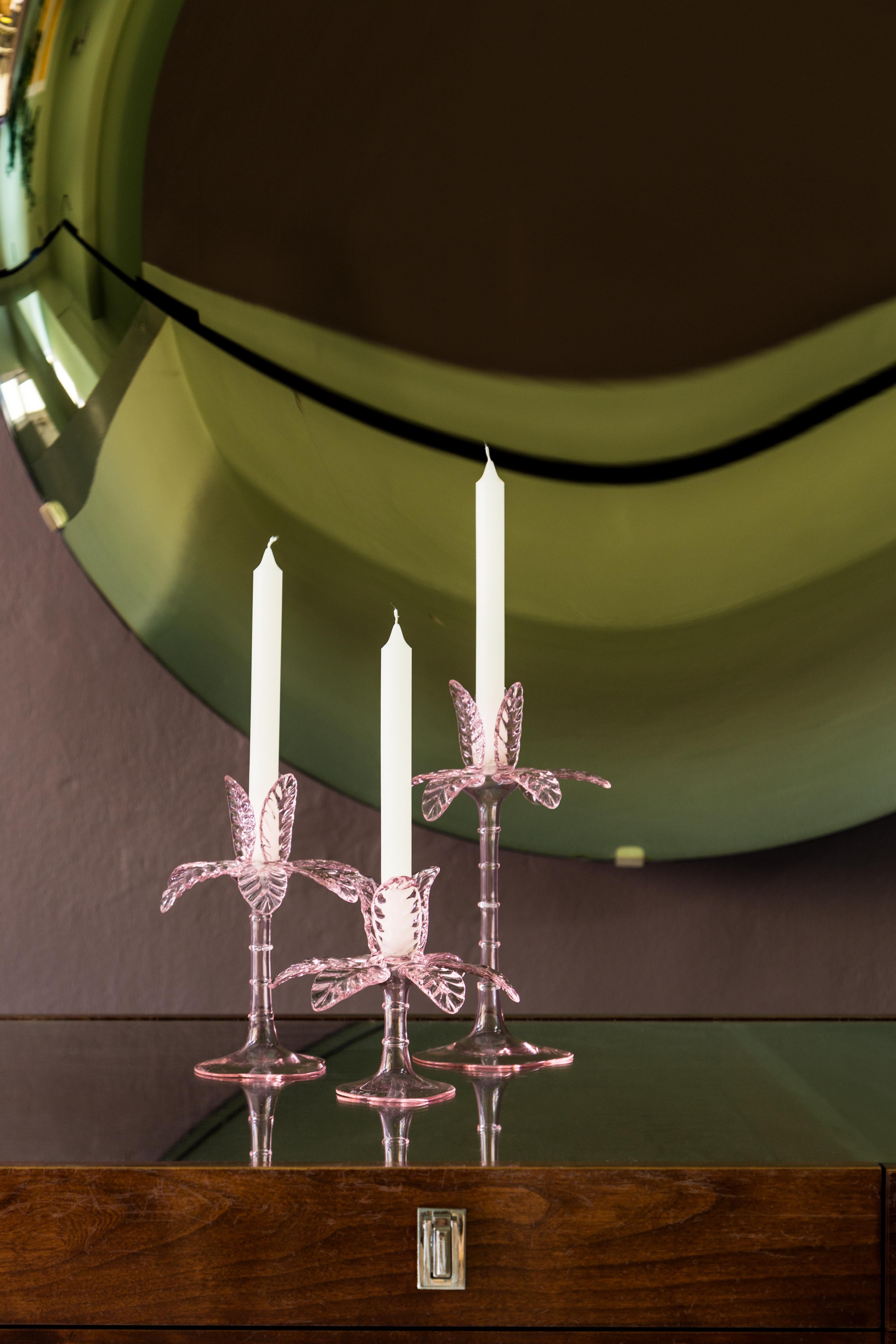 Las Palmas, Contemporary Blown Glass Candlestick by Vito Nesta In New Condition For Sale In Milano, Lombardia