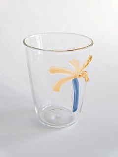 Las Palmas, Contemporary blown Water Glass with Decorative Details