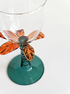 Las Palmas, Contemporary blown Wine Glass with Decorative Details