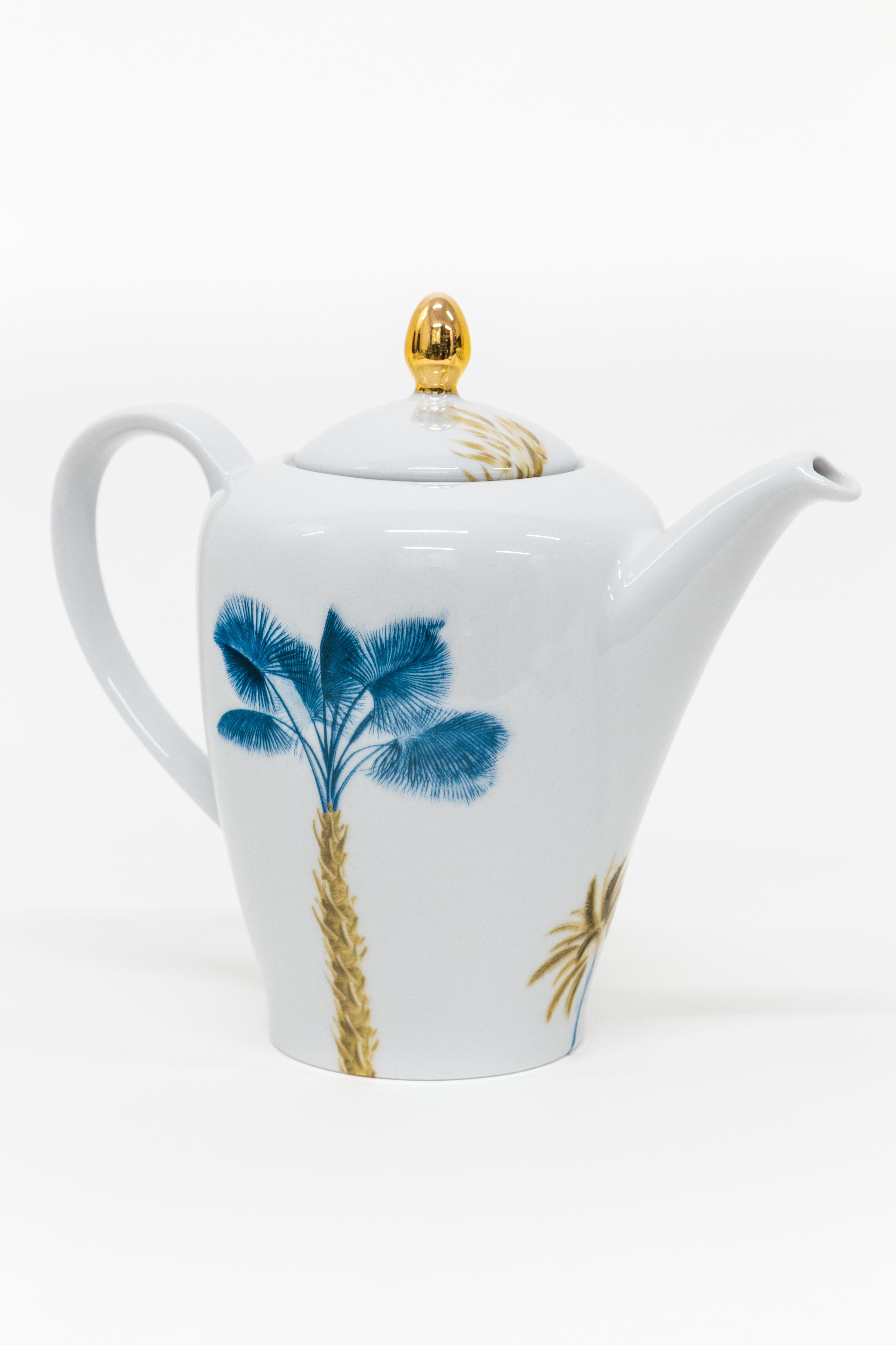 Italian Las Palmas, Contemporary Decorated Porcelain Tea Time Set by Vito Nesta For Sale