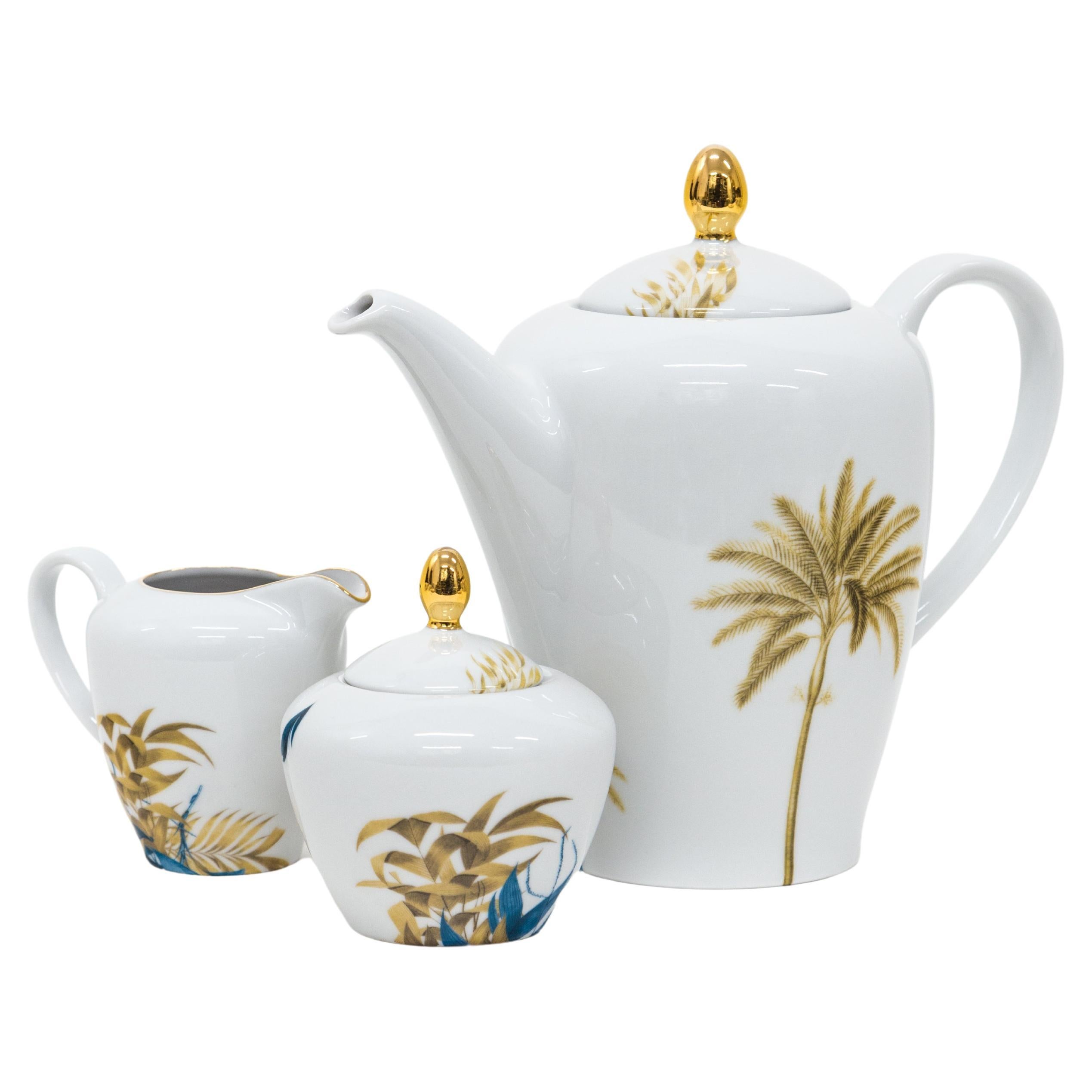 Las Palmas, Contemporary Decorated Porcelain Tea Time Set by Vito Nesta For Sale