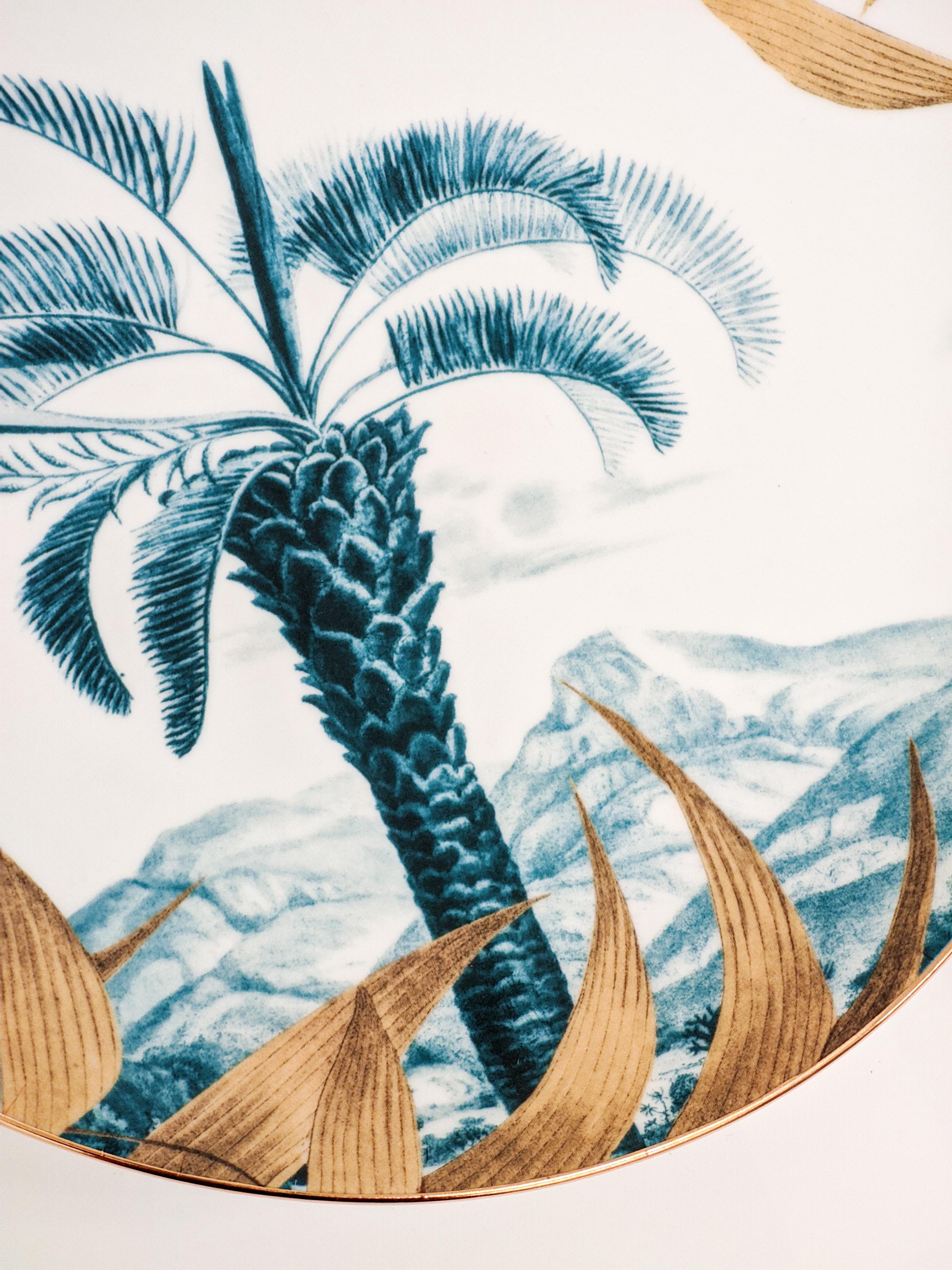 Las Palmas, diseño contemporáneo de bandeja de porcelana decorada de Vito Nesta Italian en venta
