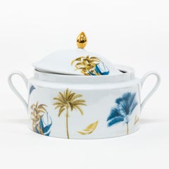 Las Palmas, Contemporary Decorated Porcelain Tureen by Vito Nesta