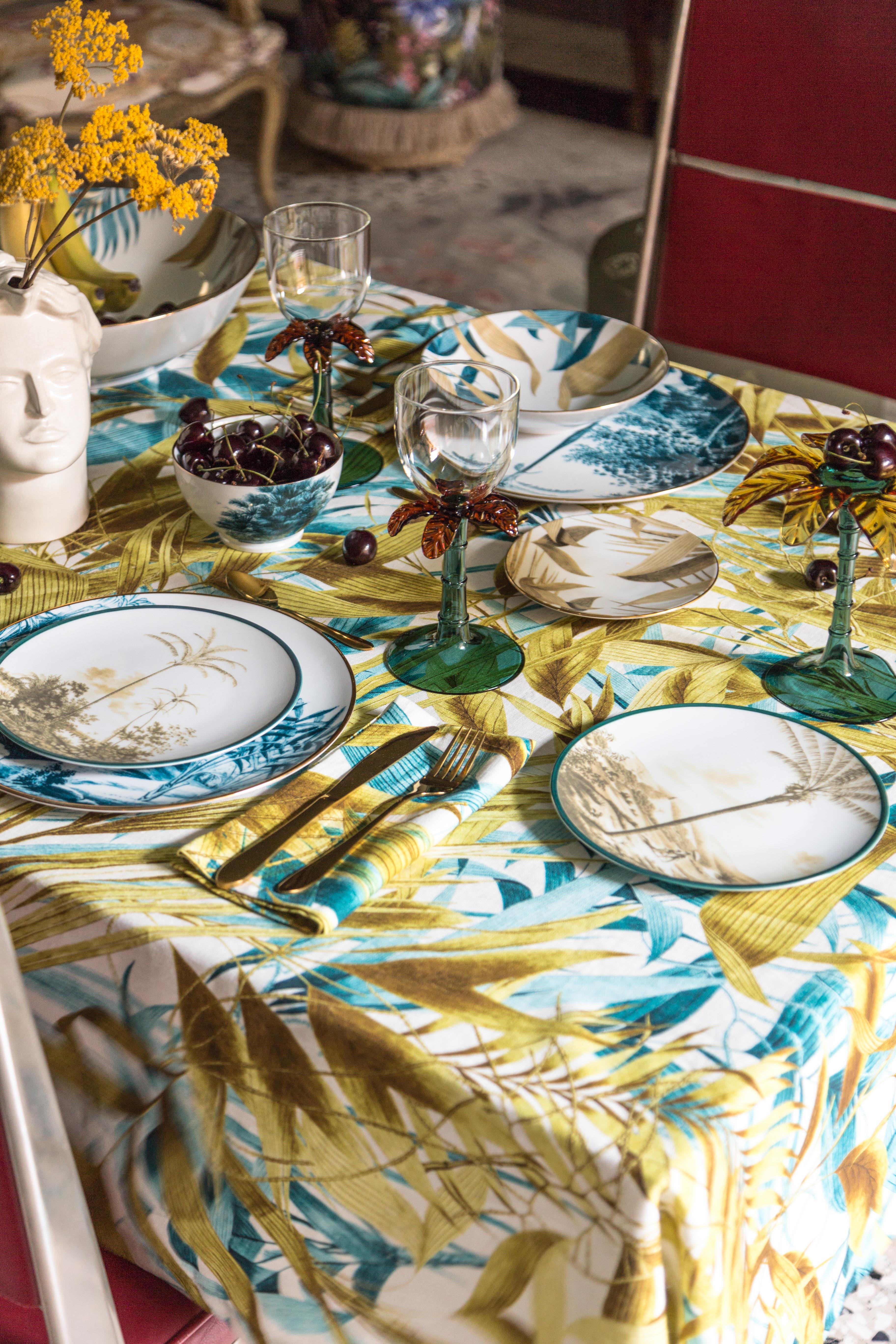 Las Palmas, Contemporary Linen Tablecloth with 6 Napkins by Vito Nesta For Sale 3