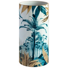 Las Palmas, jarrón contemporáneo de porcelana con diseño decorativo de Vito Nesta