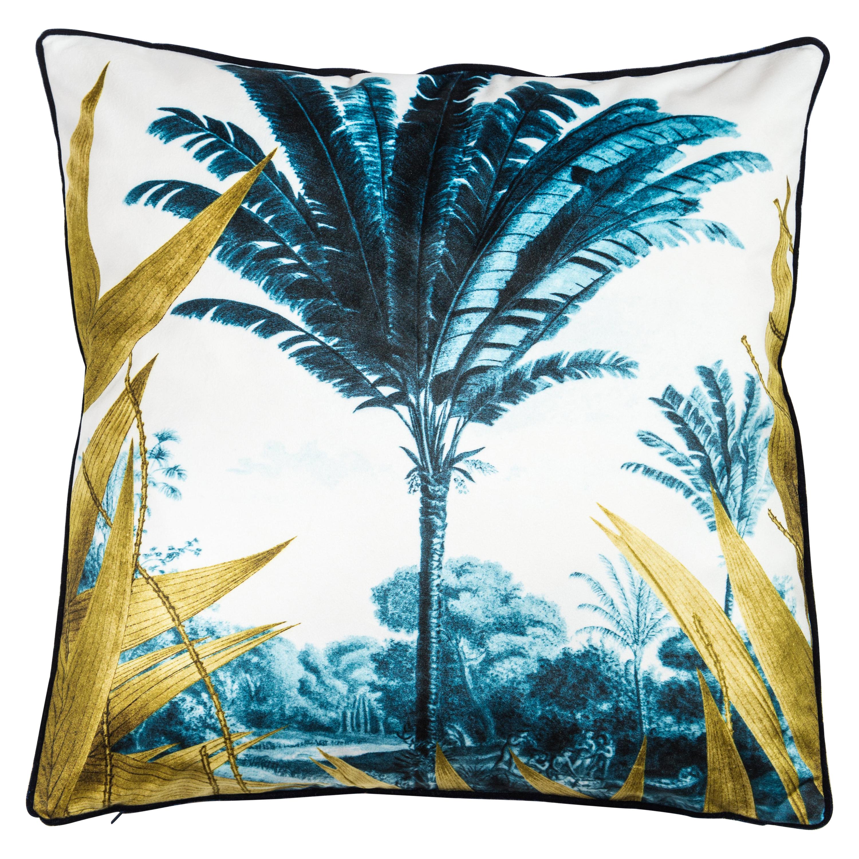 Las Palmas, Contemporary Velvet Printed Pillow by Vito Nesta For Sale