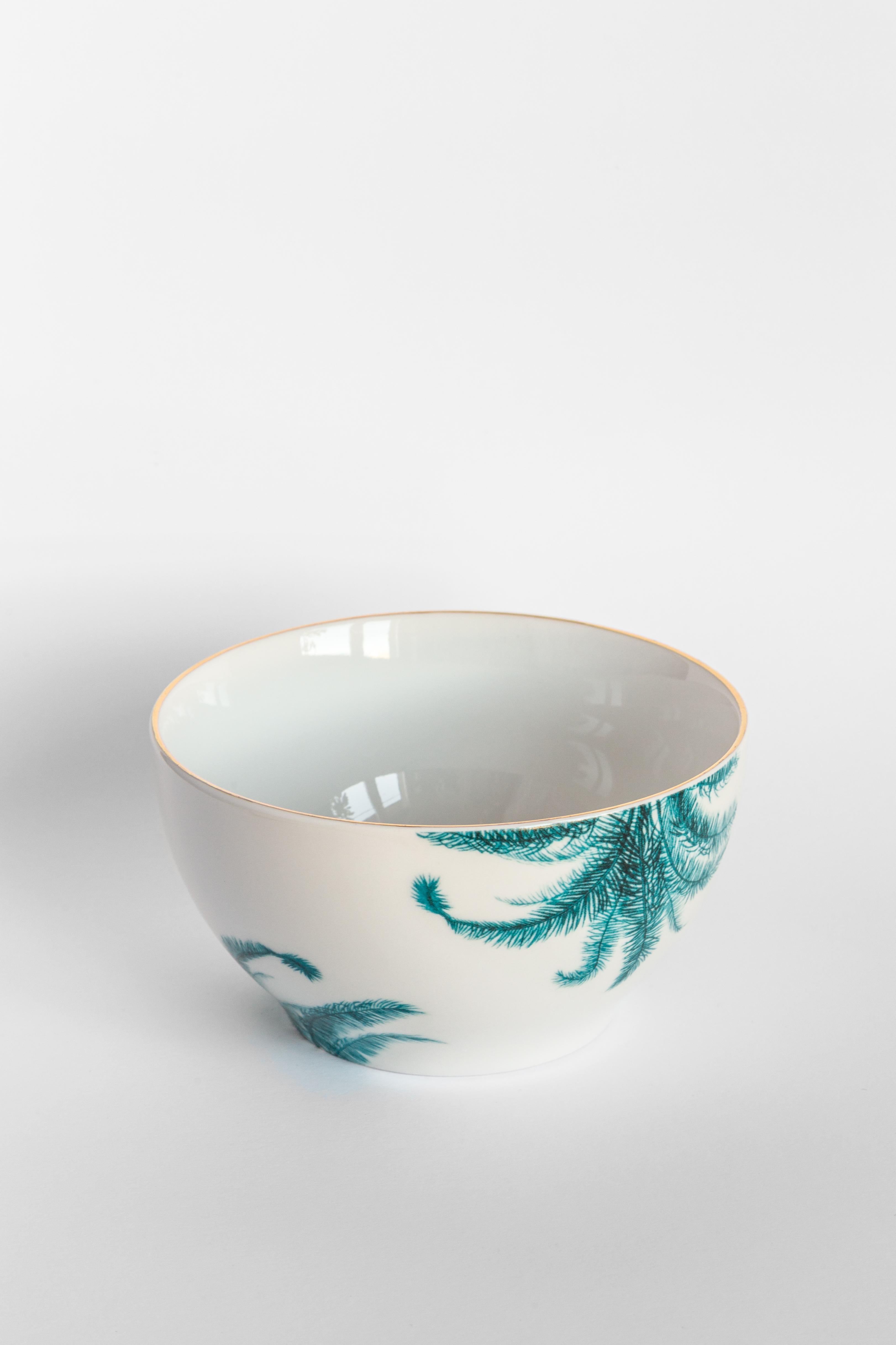 Las Palmas, Six Contemporary Porcelain Bowls with Decorative Design For Sale 1