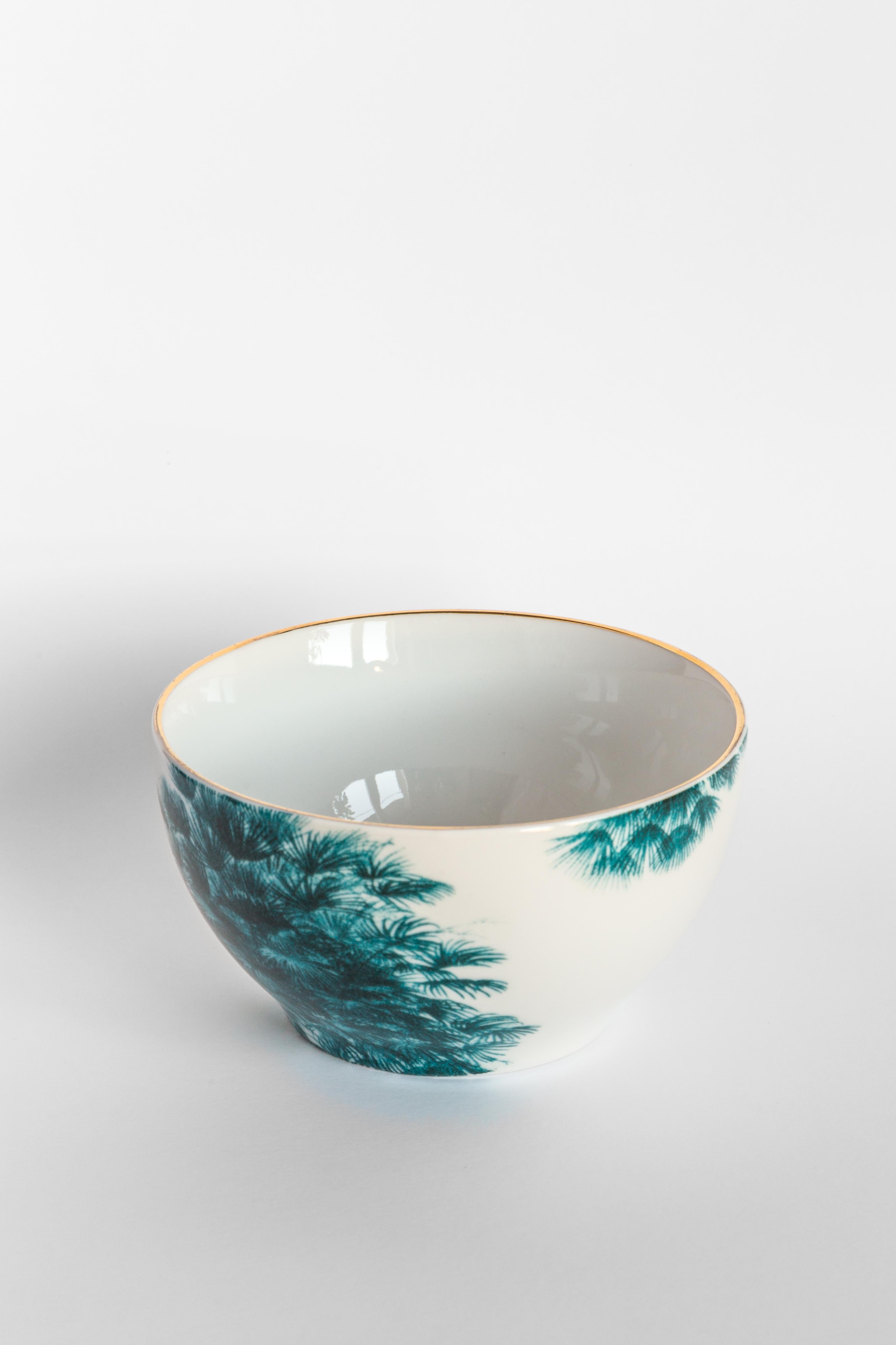 Las Palmas, Six Contemporary Porcelain Bowls with Decorative Design For Sale 2