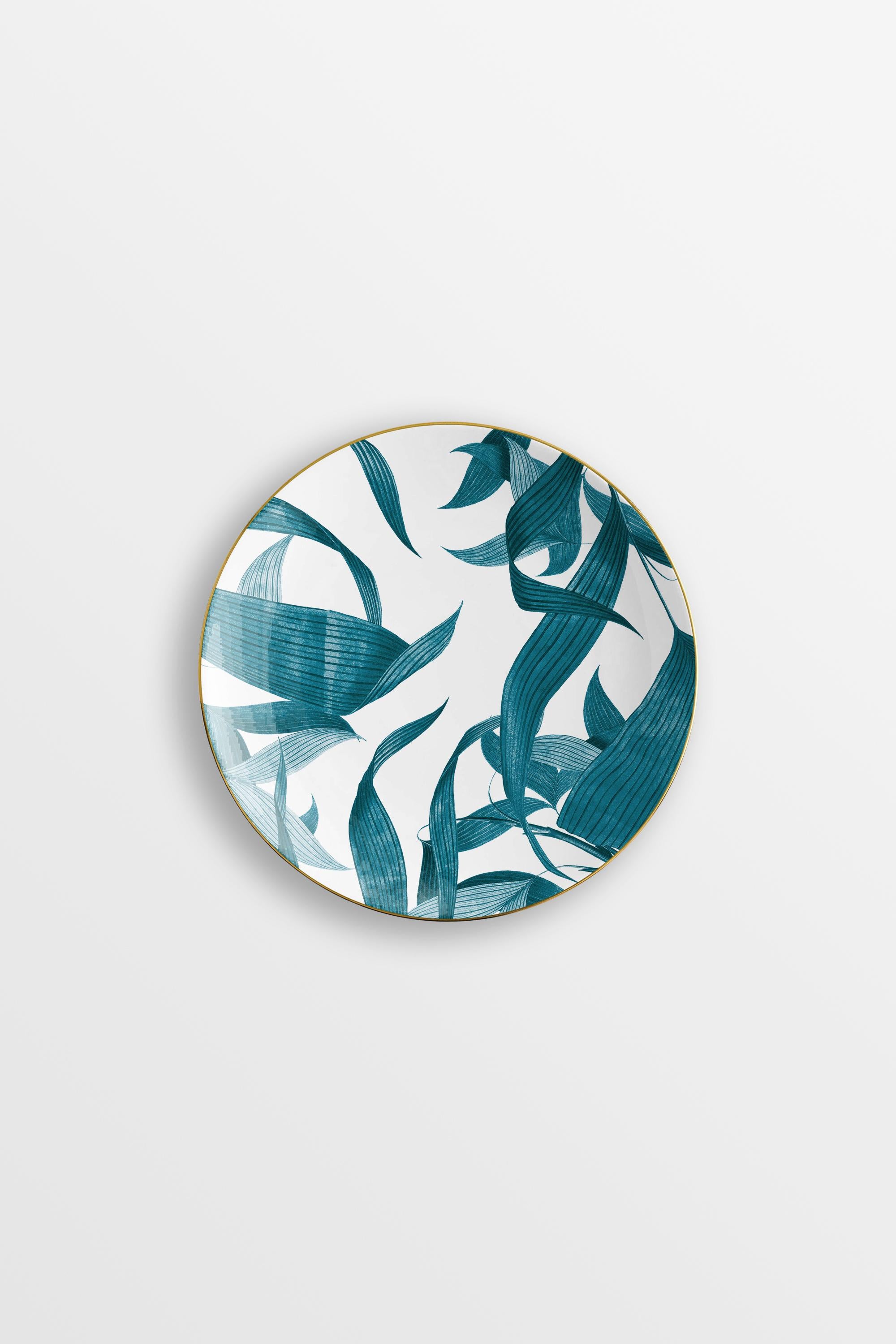 Las Palmas, Six Contemporary Porcelain Bread Plates with Decorative Design For Sale 2