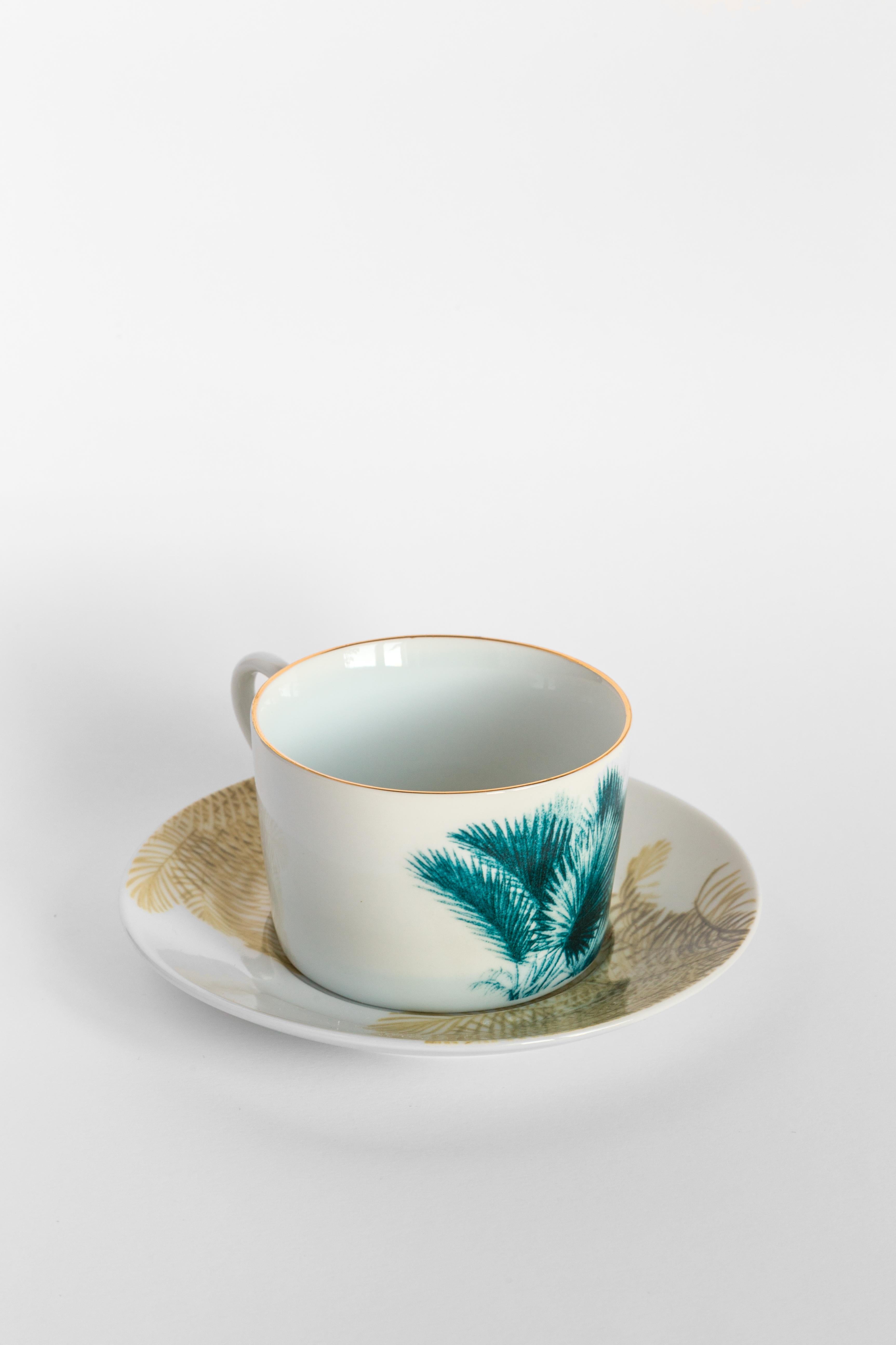 The Las Palmas Porcelain Collection owes its name to the city of Palmas, in Brazil. It is a true tribute to palm trees, whether it is their leaves, the whole plant, or even the landscape in which they live and thrive. The varied species represented