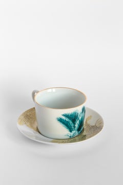 Las Palmas, Tea Set with Six Contemporary Porcelains with Decorative Design