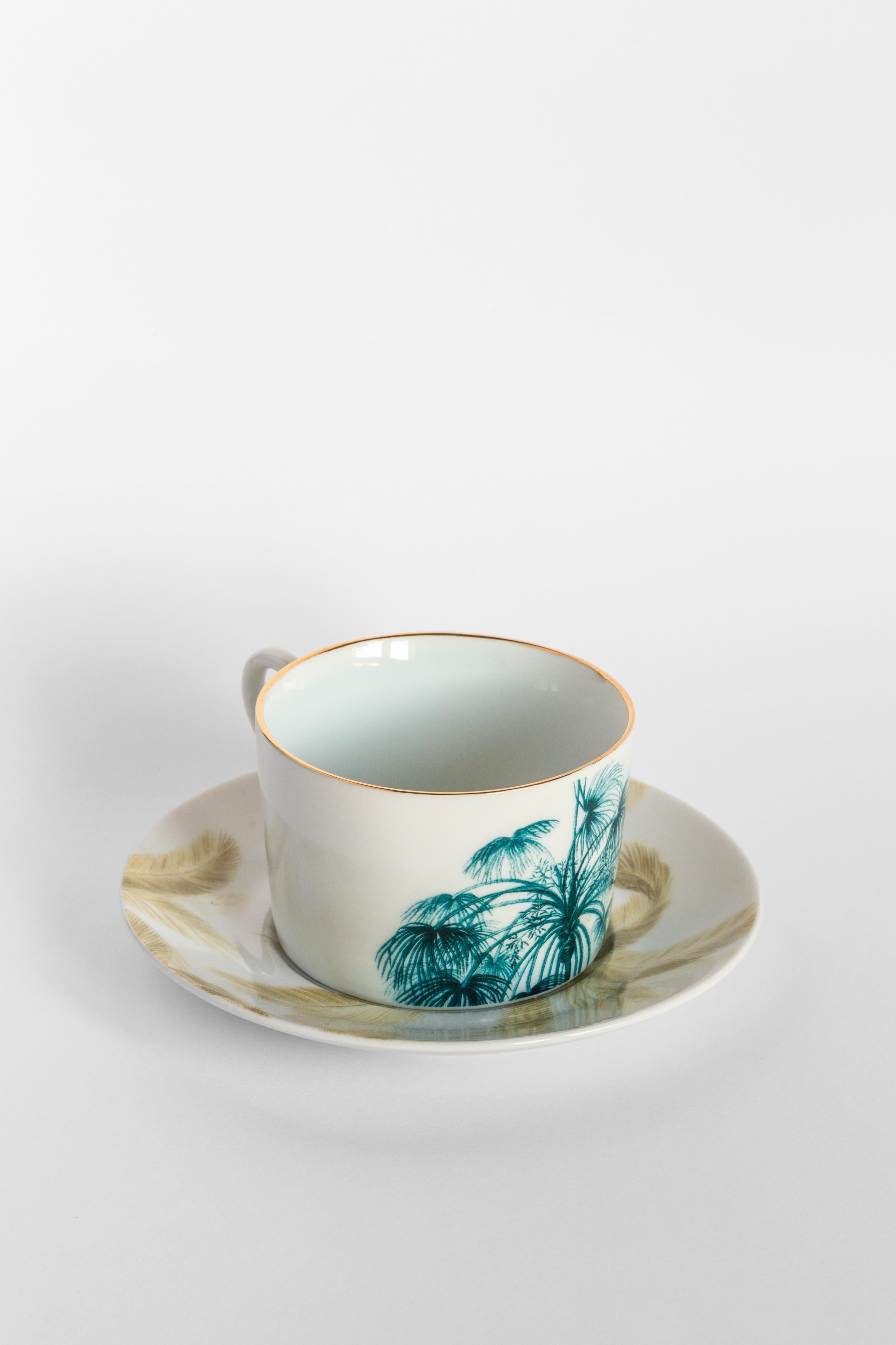 Las Palmas, Juego de Té con Seis Porcelanas Contemporáneas con Diseño Decorativo en Nuevo estado para la venta en Milano, Lombardia
