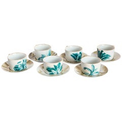 Las Palmas, Tea Set with Six Contemporary Porcelains with Decorative Design