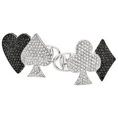 Used Las Vegas 18 Karat White Gold and Diamonds Cufflinks