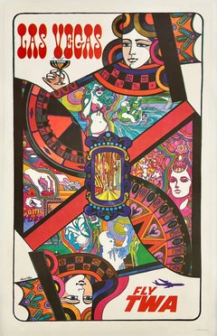 LAS VEGAS FLY TWA Authentic Original Vintage Airline Travel Poster DAVID KLEIN