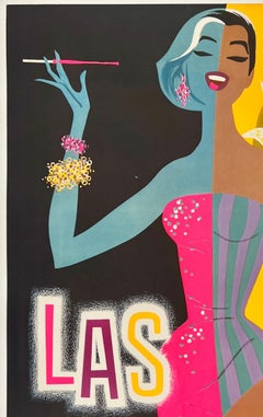 LAS VEGAS FLY TWA Connie Authentic Original Vintage Airline Travel Poster KLEIN