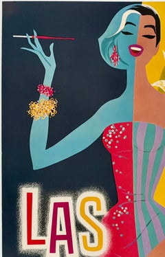 LAS VEGAS FLY TWA Connie Authentic Original Vintage Airline Travel Poster KLEIN