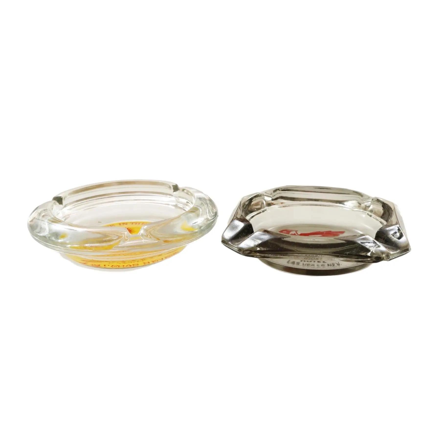Mid-Century Modern Las Vegas Hotel Glass Ashtrays - Set of 2 For Sale
