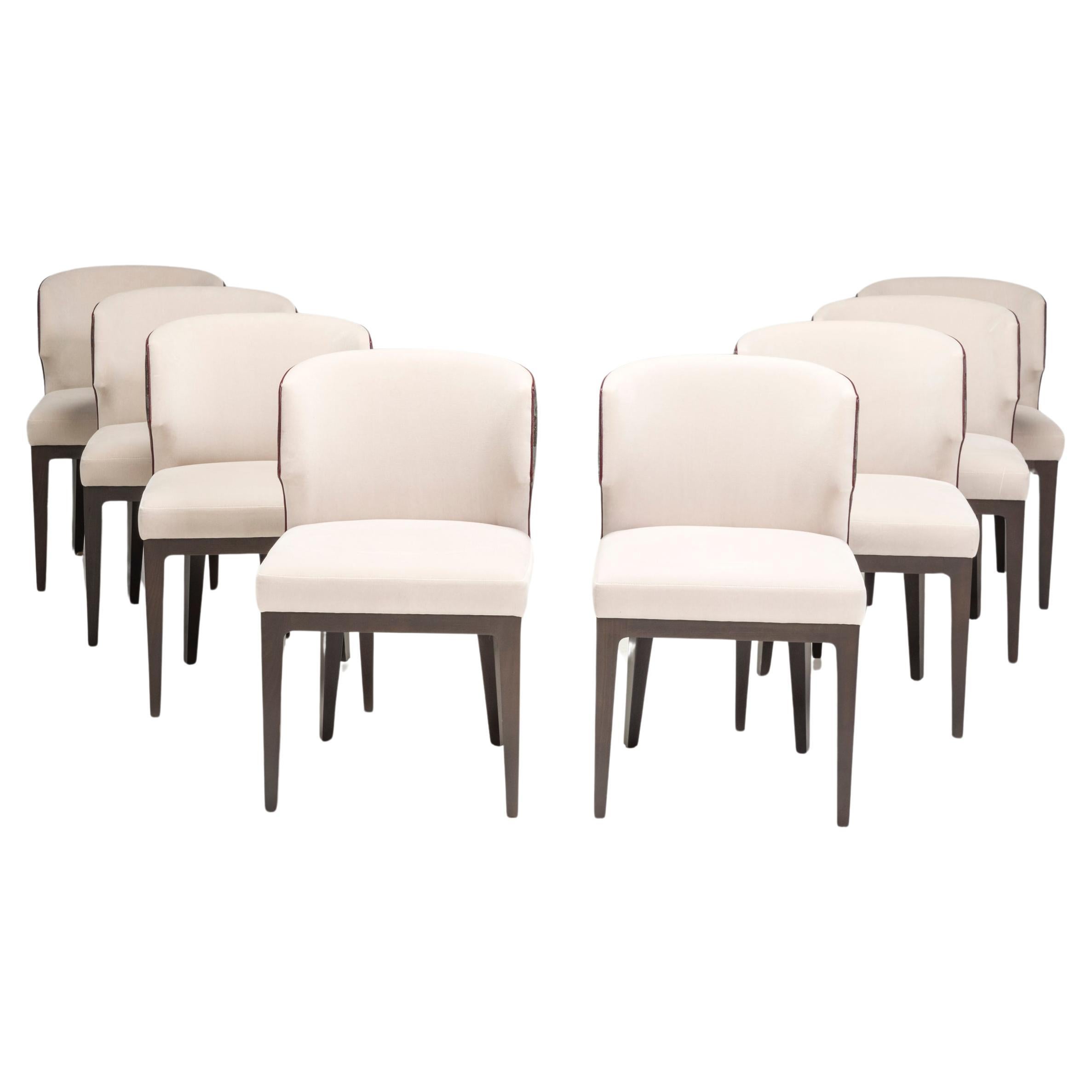 Lasalle by Dennis Miller Dining Chairs in Bespoke Patterned Fabric, Set of 8  For Sale