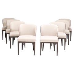 Chaises de salle à manger Lasalle par Dennis Miller en tissu à motifs sur mesure, lot de 8 