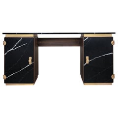 Lasdun Desk in Wood and Nero Marquina Marble